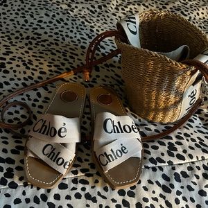 Chloe Tan and Cream Woven Bag